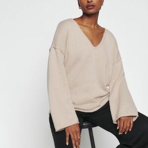 Reformation Billie Cotton Sweater - Tan - Size L